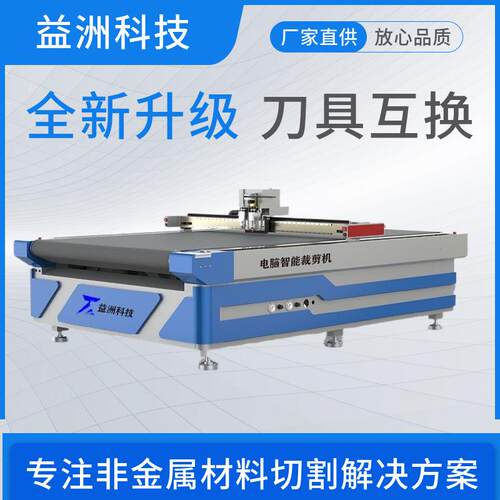瑜伽垫鼠标垫切割机裁剪机实现产图案识别益洲皮皮具批量生产