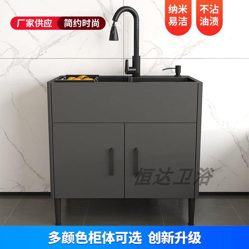 酒吧水吧不锈钢洗碗槽洗杯池水槽一体柜加厚双槽水槽套餐抽拉龙头