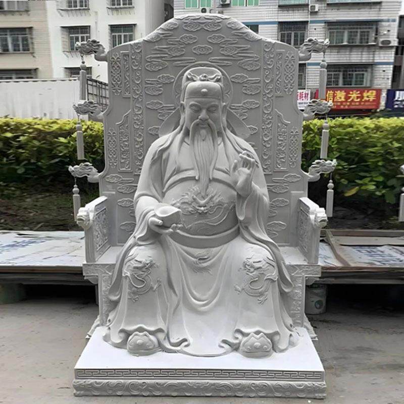 石雕财神爷雕像汉白玉武财神文财神像家用龙五爷寺庙供奉人物摆件