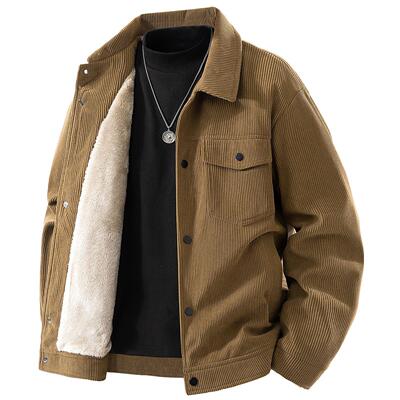 Mens Autumn Winter Corduroy Fleece Lined Jacket Vintage