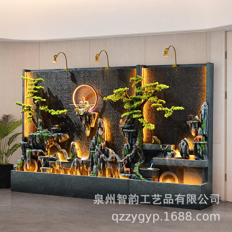 假山喷泉水幕墙流水摆件别墅酒店庭院店铺阳台流水墙鱼池循环水景