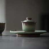 粗陶复古窑变浮雕祥云壶承高足盘点心盘 功夫茶具陶瓷托盘干泡盘