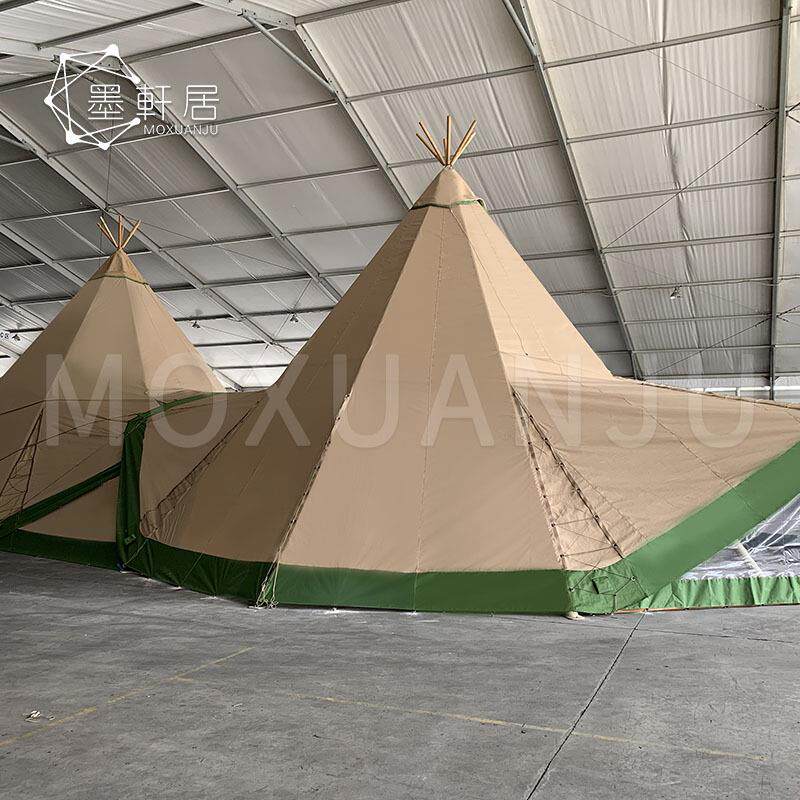 木质野营户外篝火晚会露营印第安纳风tipi帐篷野外民宿豪华篷房