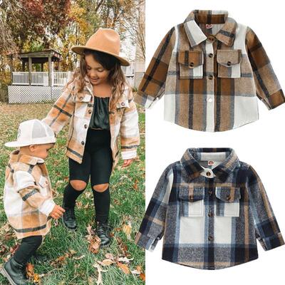 Fashion Kids Baby Plaid Shirt Jacket Children Casual Lapel L