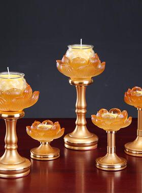 圆通工艺佛具用品铜合金水琉璃烛台 蜡烛烛台合金铜摆件 供灯