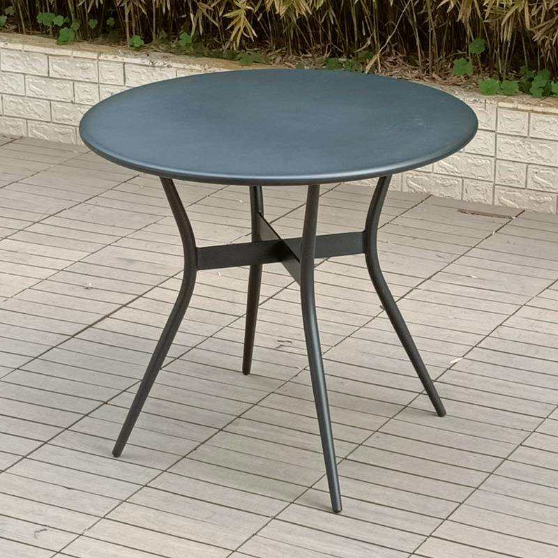 铁桌子北欧风简约现代民宿咖啡餐桌圆台黑色香槟色铁艺户外休闲桌