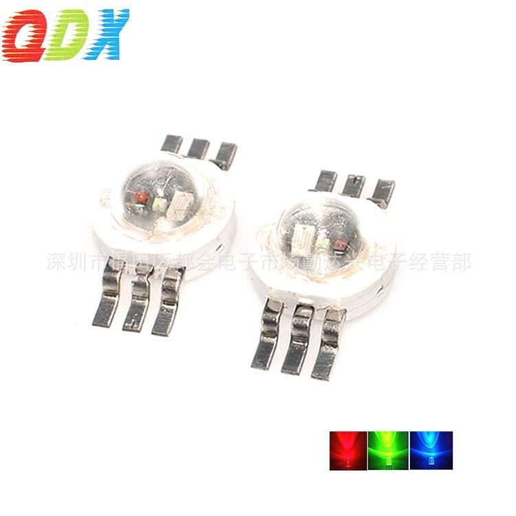 红绿蓝RGB三色灯珠脚3W6六脚RGB流明8MM三合一七仿彩亮大功率led