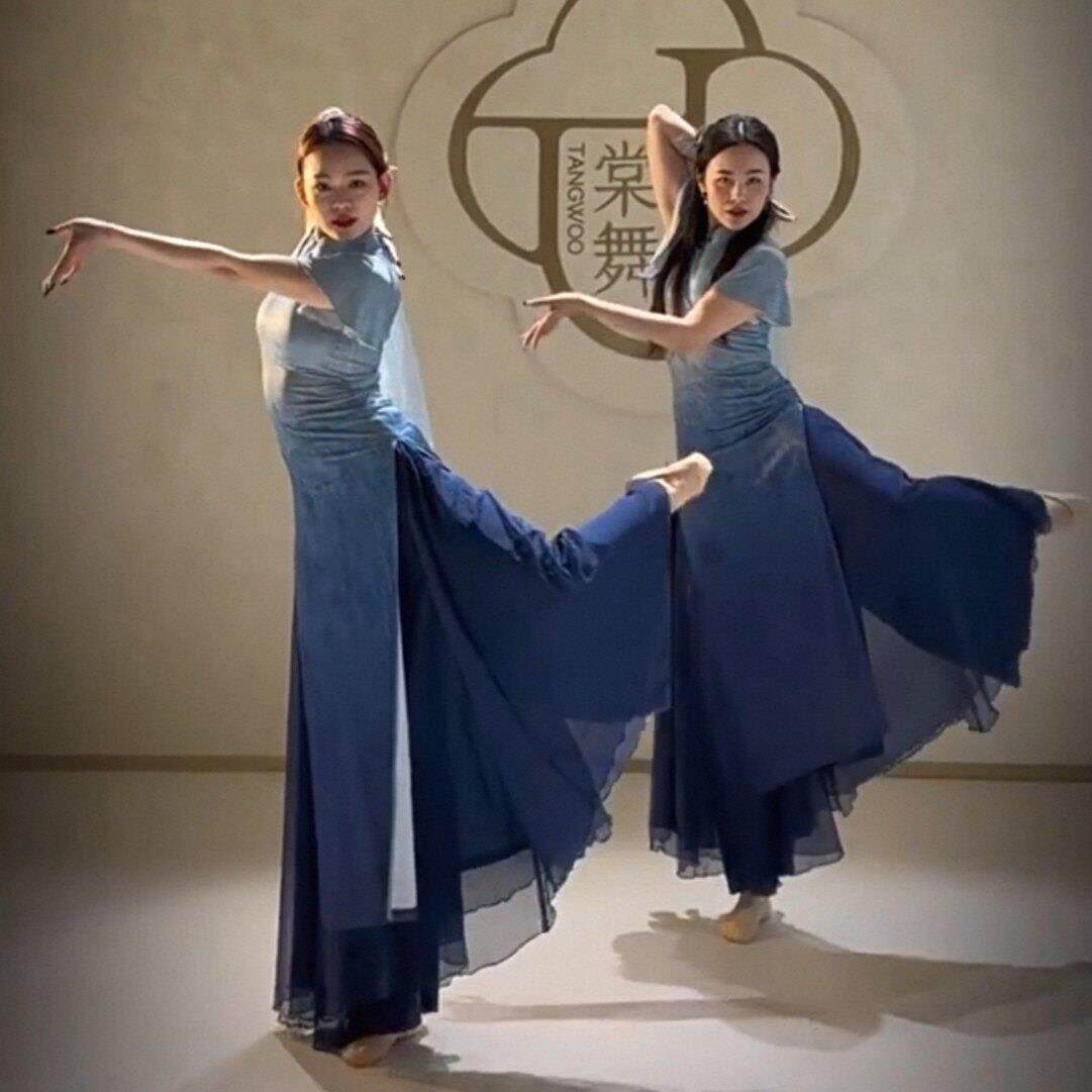 烟花易冷舞蹈服装青花瓷古典舞套装弹力旗袍苏州慢中国舞演出服女图片