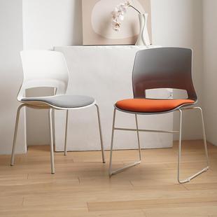 会议培训椅可叠落无扶手简约座椅弓形会议室洽谈会客靠背会议椅子