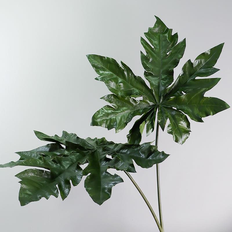 大枝仿真PU植物五指叶仿真木瓜叶仿真枝叶仿真花室内空间装饰花艺