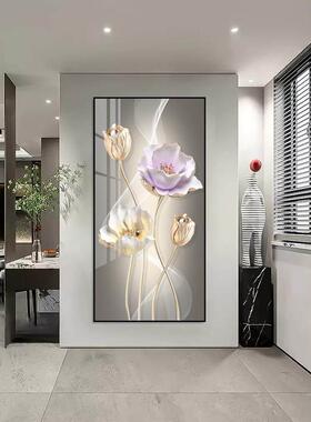 郁金香挂画荷花玄关高档装饰画轻奢高档走廊过道灯自建房别墅壁画
