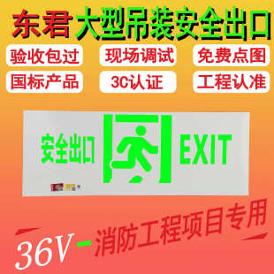 东君36V消防应急led照明灯600*200大型安全出口紧急疏散指示灯牌