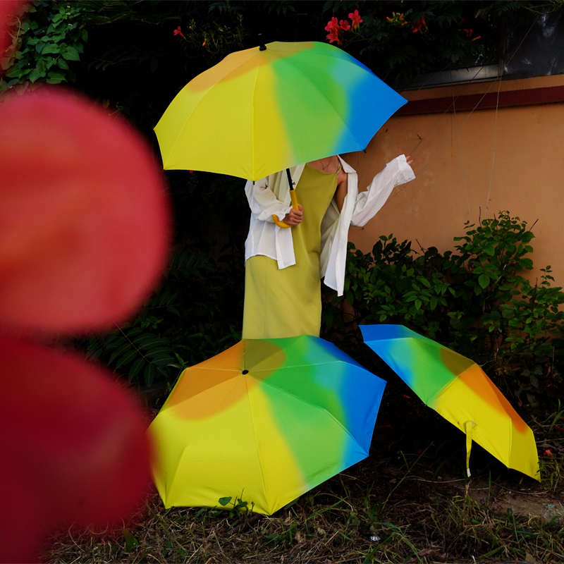 原创设计黑胶全自动折叠雨伞防晒防紫外线女遮阳伞加固防风长柄伞