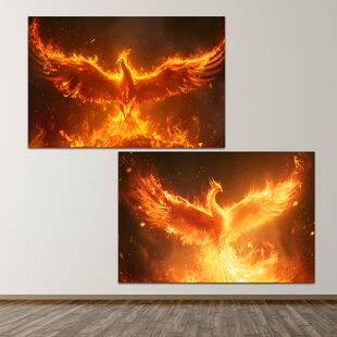 凤凰装饰画火凤凰浴火重生风水画室内墙贴壁画简约客厅沙发墙挂画