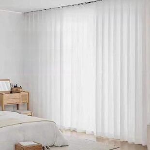 卡莎斯堪的纳维亚风格透光不透明幻影纱帘白色新阳台客厅防晒隔热