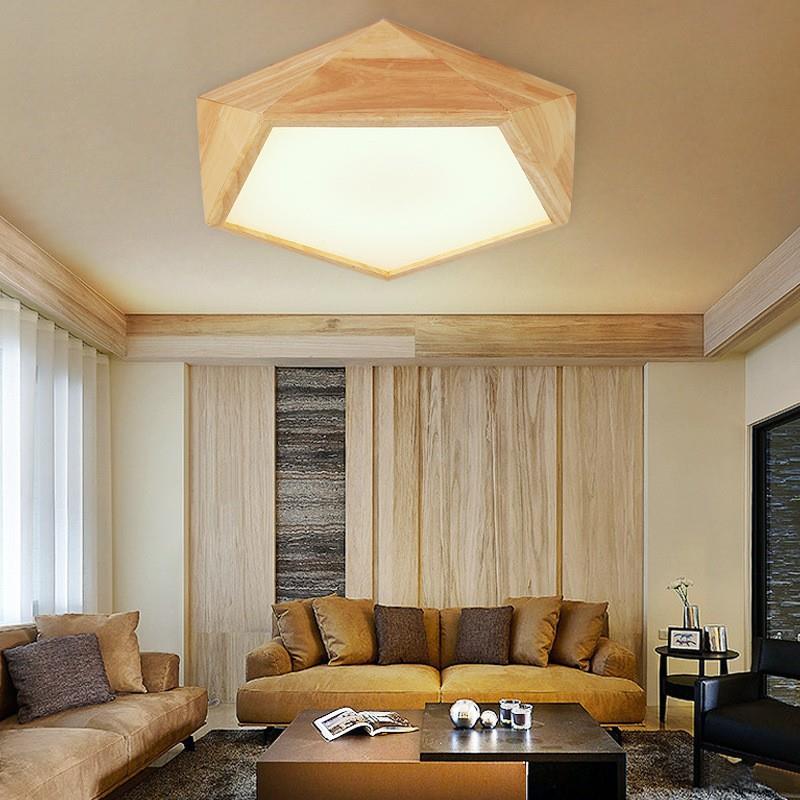 现代简约led吸顶灯卧室客厅灯原木灯具北欧艺术创意几何灯具