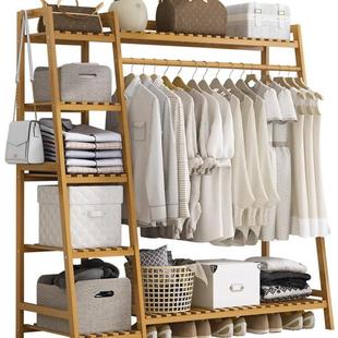 衣架落地卧室挂衣实木家用结实耐用稳固简易加粗收纳立式晾晒衣杆