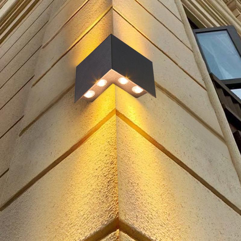 太阳能壁灯户外防水转角洗墙灯上下发光阳台氛围灯家用墙角氛围灯