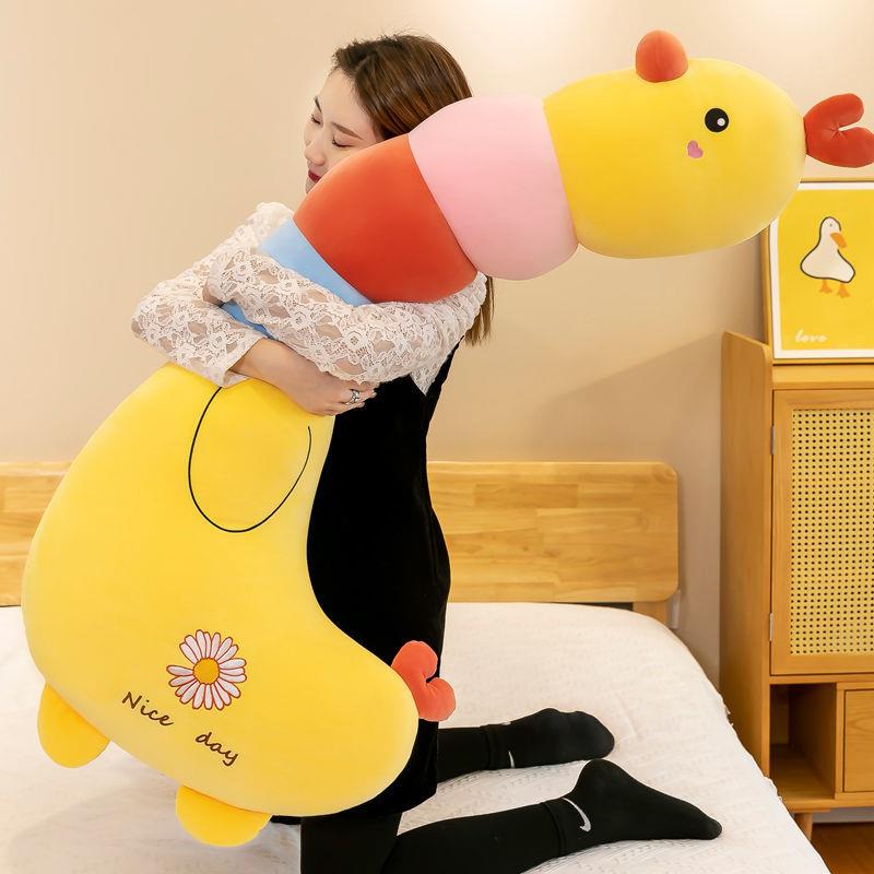 高档可爱大号小黄鸡抱枕毛绒玩公仔床上夹腿睡长条玩偶娃具萌娃女