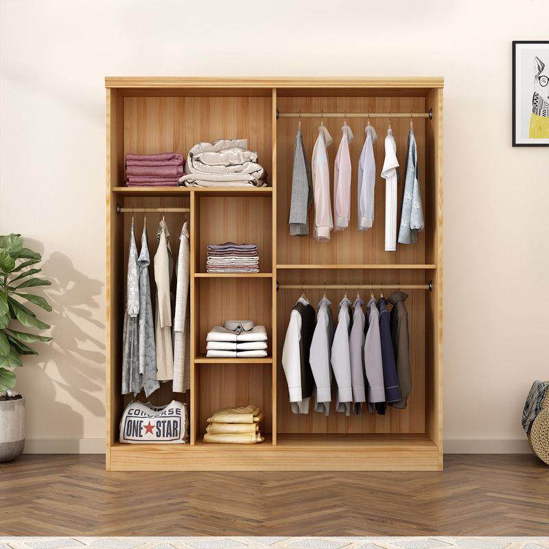 衣柜质实木卧大室松木衣橱童两门三门储物0216柜组装木四门简儿约