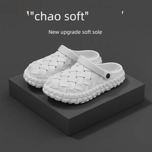 洞洞鞋男士外穿厚底防滑耐磨涉水行车透气夏季包头凉鞋软底女士