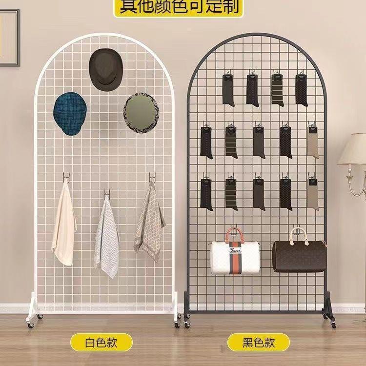 展货网格示移动作品展示架铁艺网片饰架AFO品架挂钩网展会落地铁