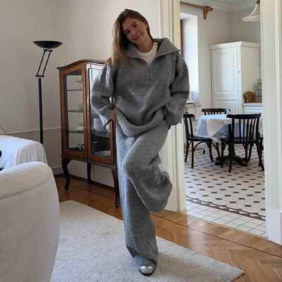 Women'S Fashion Chic Casual Loose- Zipper Knitted Sweater