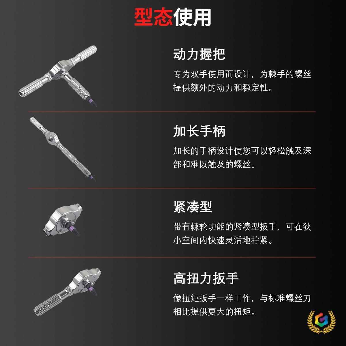⇝跨境40合一 T型棘轮螺丝批头套装风批咀头型可换十字工具组