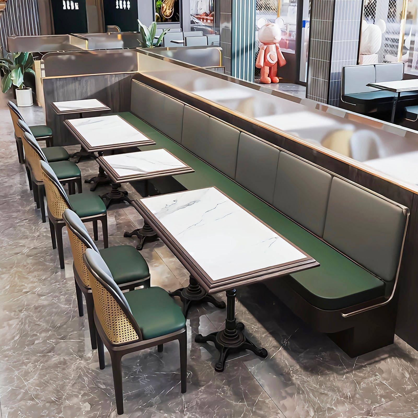 茶楼餐厅卡座沙发餐桌商用工业风餐饮店烧烤店咖啡厅中餐桌椅组合