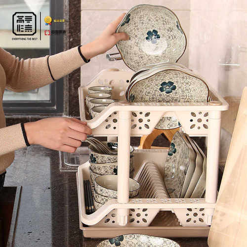 架沥水架碗筷厨房架家用箱架放碗盘碗双层餐具收纳碗碟碗碗装物置