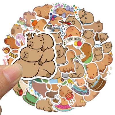 50/100PCS Plump Capybara Cartoon Cute Brown Animals Stickers