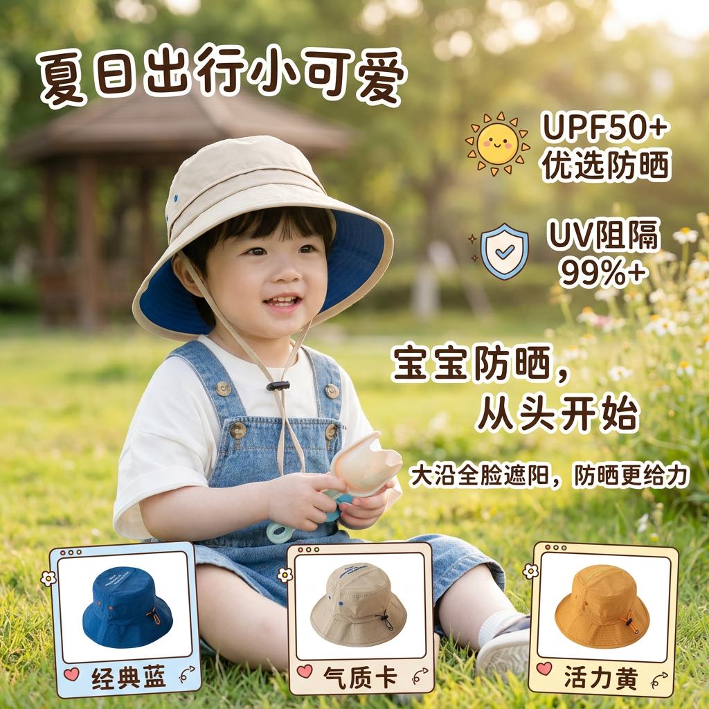男子儿童帽子户外遮阳帽防紫外线渔夫帽夏季速干太阳帽子2026新款
