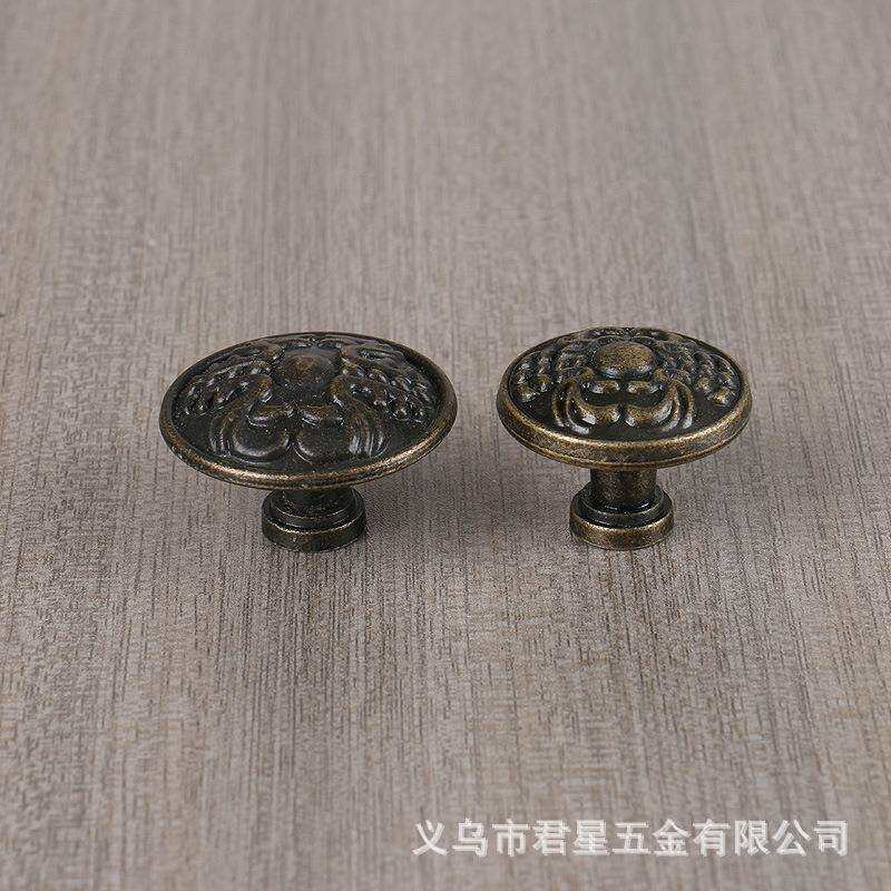 简约青古铜单孔抽屉圆形拉手欧式仿古橱柜柜门单颗把手
