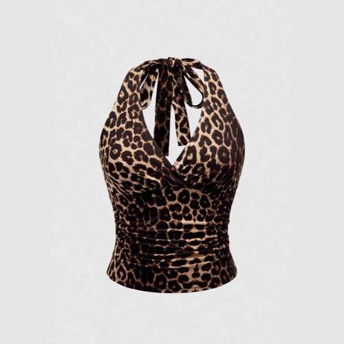 Backless hanging neck top with collar and sleeveless vest