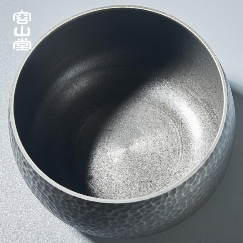 茶茗皓纯锡建水壶承储台水LUH小型茶带盖钵大茶洗手工锤纹水桶
