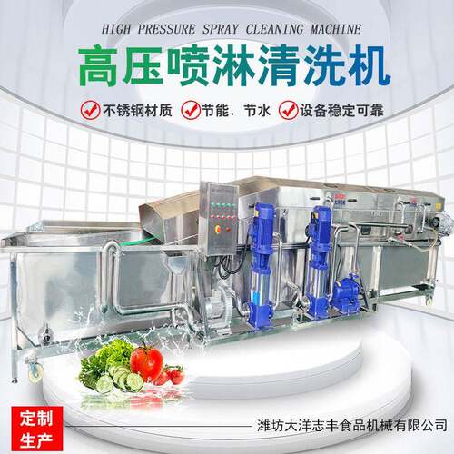 压喷淋式山清洗机大型小黄姜清洗流水线不锈钢制造大葱清洗机