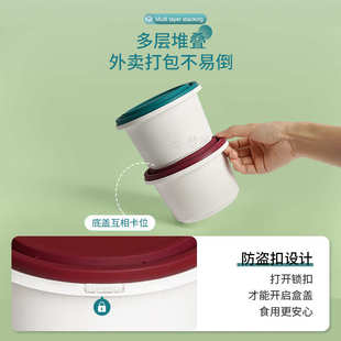 带盖防盗扣650打包碗一次性餐盒加厚圆形打包盒甜品煲仔饭外卖盒