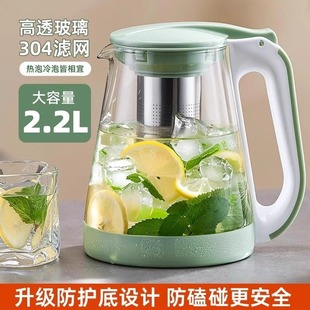 冷水壶大容量冰镇水果冷泡茶壶过滤凉水壶耐高温玻璃凉水杯