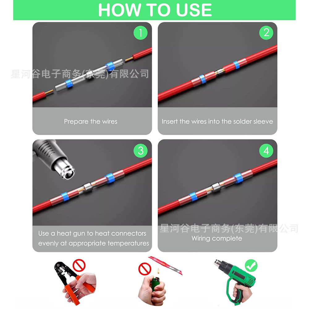 400pcs 盒装热缩防水用于密封线连接 DIY 电气连接接线无焊接终端
