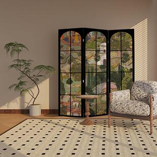 法式中古入户门屏风隔断客厅遮挡办公室折叠移动玄关房间茶室折屏