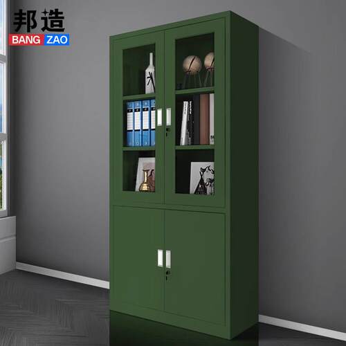 军绿色铁皮文件柜办公室档案柜资料柜财务凭证柜钢制办公柜子
