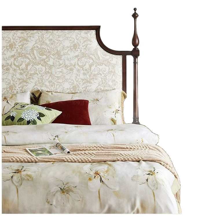 实木法式中古风双人床木床主卧1.51.8现代简约黑色古风婚床美式