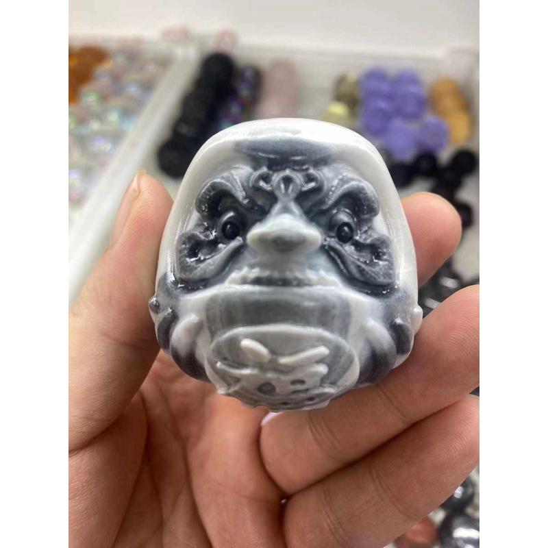 太极红摆件玉蓝红花石5cm曜东林雕刻好记达摩琉璃松火焰绿宝黄白