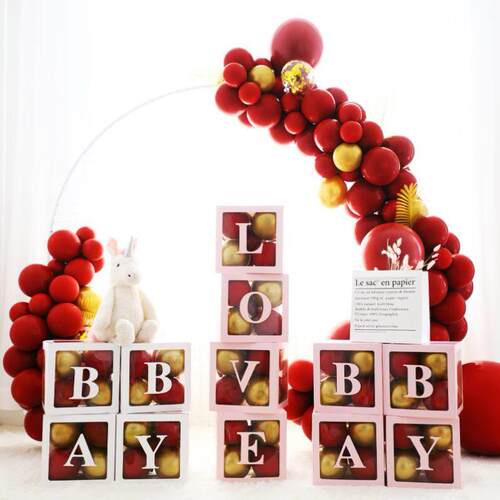 Baby Shower Decorations Boy Girl 30cm Transparent Box First