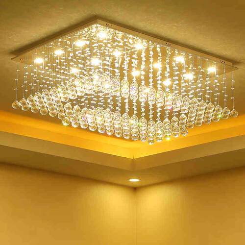 led长方形客厅水晶灯吸顶灯现代简约卧室餐厅灯水晶灯不锈钢