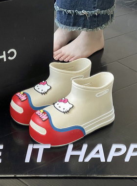 雨鞋春夏新款防水防滑时尚中短筒女士百搭休闲卡通可爱学生雨靴