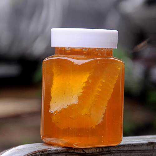 健凤园嚼着吃的蜂巢蜂蜜1斤瓶装农家蜂场自产蜂巢加蜜500g