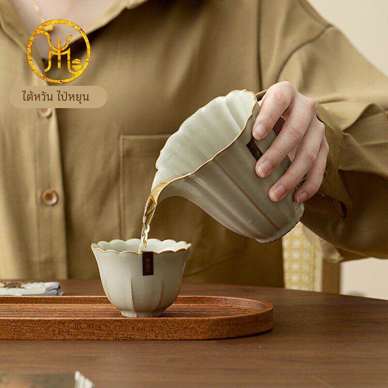 台湾柏韵汝窑公道杯高档陶瓷分茶器闻香茶海家用功夫茶具茶道配件