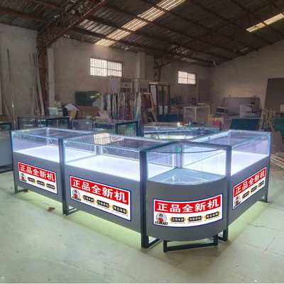 钢木结合手机柜台玻璃展示柜新款拐角柜手机高柜维修台业务受理台