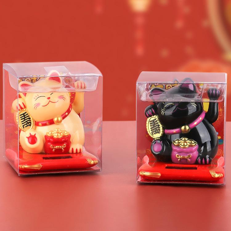小号可爱摇手招手猫能创品汽车工艺礼摆件太阳供B036电日式招财意
